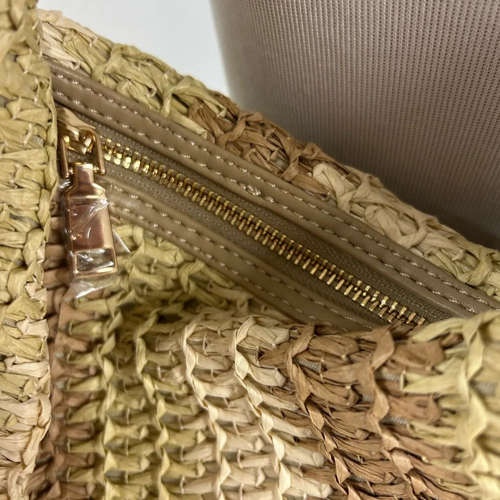 Urban Expressions Woven Slouchy Hobo‎ Bag in Beige and Brown Neutral striped NWT